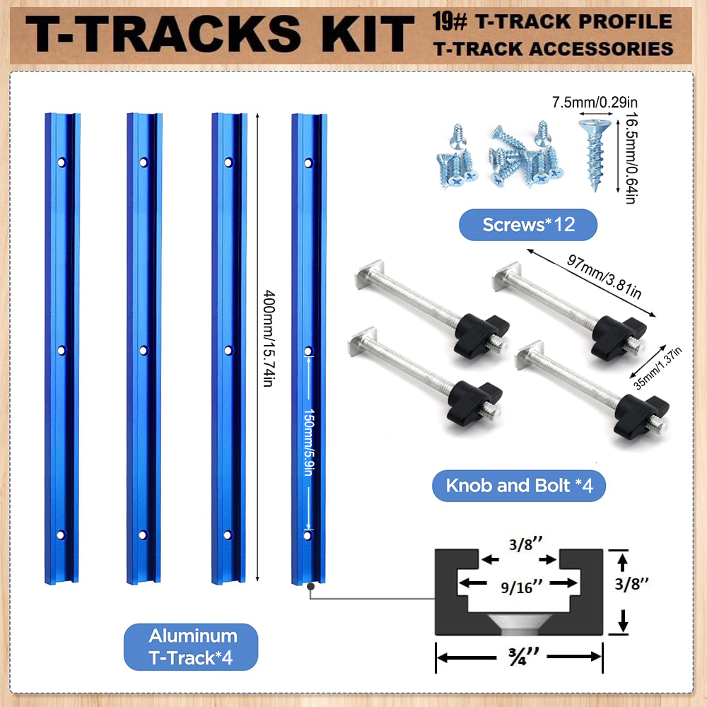 Tablet Accessories - Woodworking 19# T-track Kit and Accessories